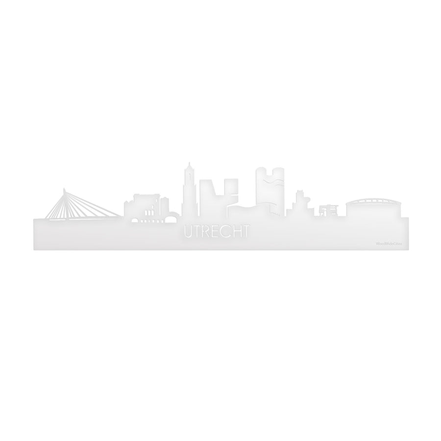 Skyline Utrecht Wit glanzend gerecycled kunststof cadeau decoratie relatiegeschenk van WoodWideCities