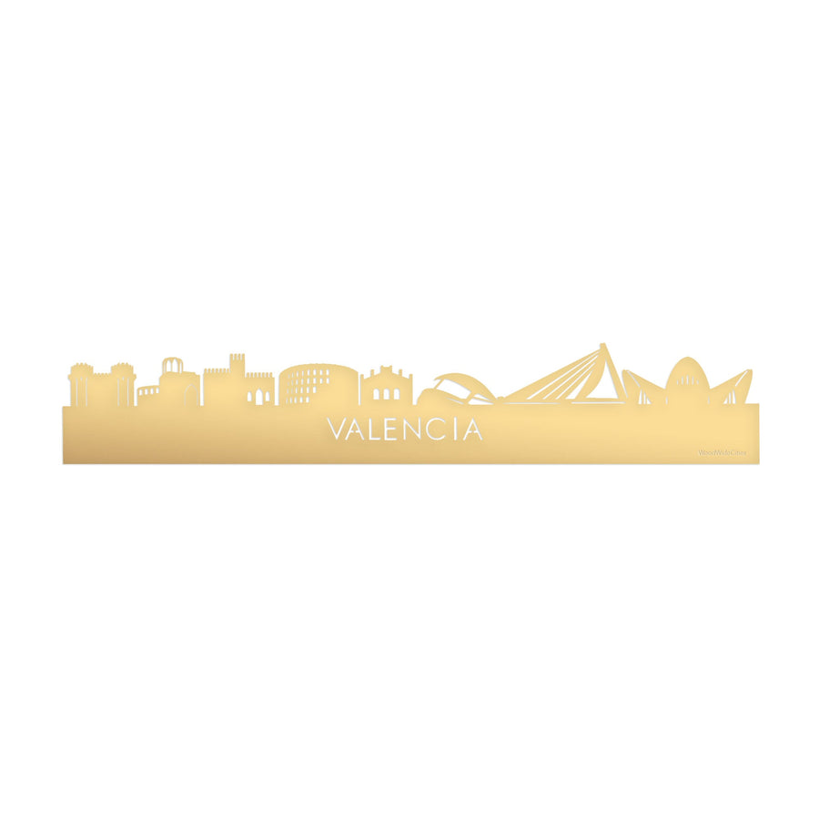 Skyline Valencia Metallic Goud gerecycled kunststof cadeau decoratie relatiegeschenk van WoodWideCities
