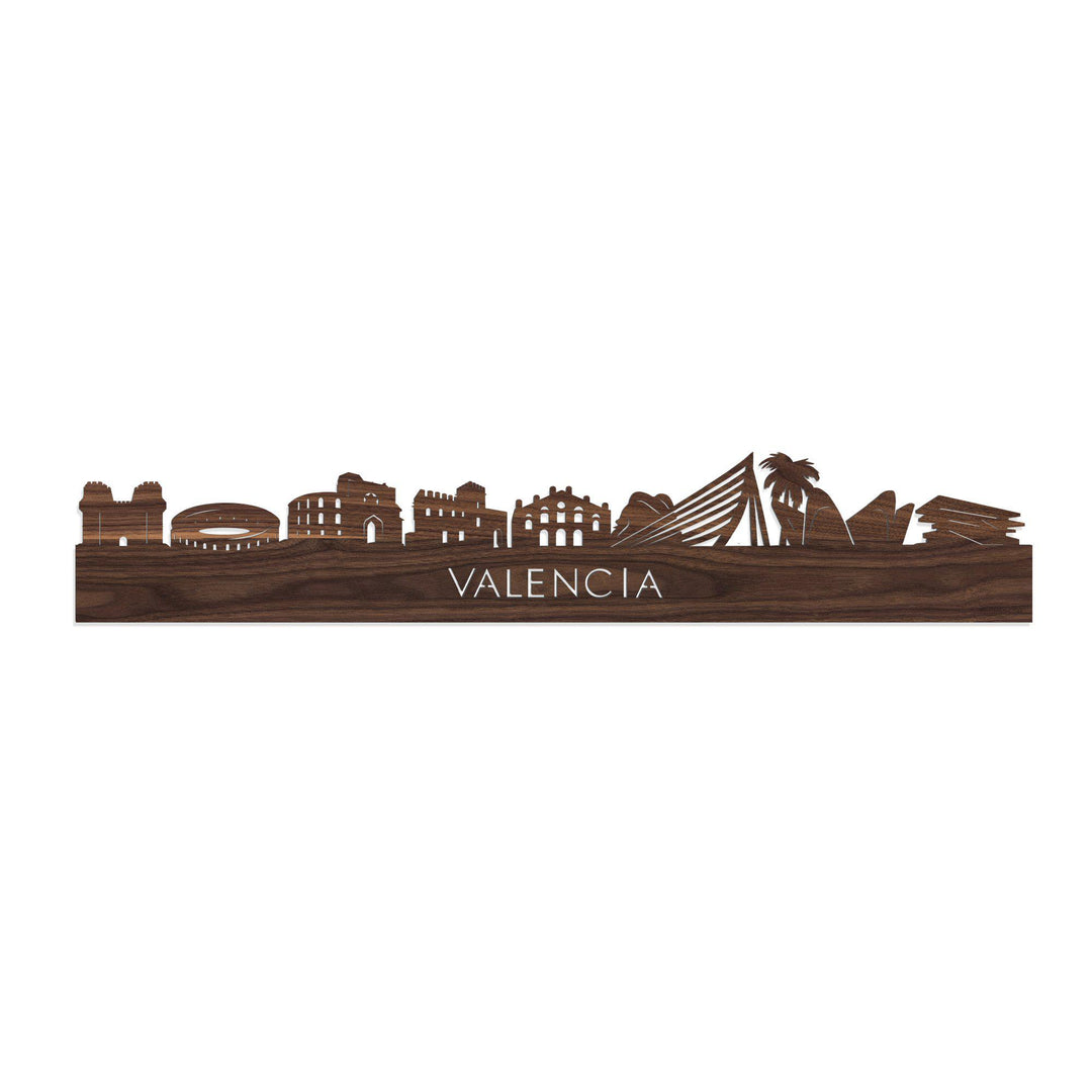 Skyline Valencia Noten 80 cm Zonder verlichting  houten cadeau decoratie relatiegeschenk van WoodWideCities