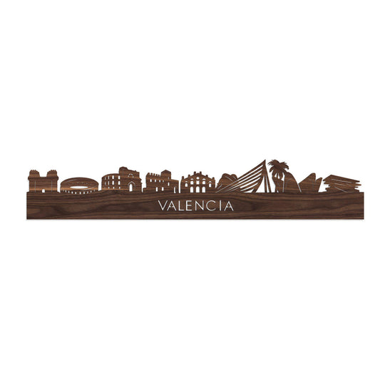 Skyline Valencia Noten 80 cm Zonder verlichting  houten cadeau decoratie relatiegeschenk van WoodWideCities