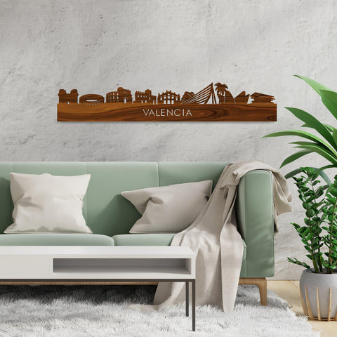 Skyline Valencia Palissander houten cadeau decoratie relatiegeschenk van WoodWideCities