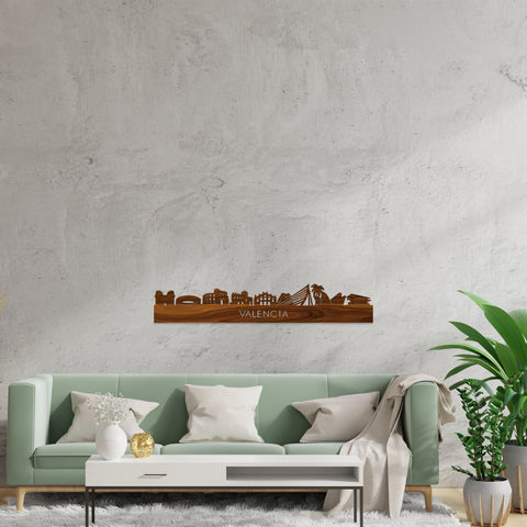 Skyline Valencia Palissander houten cadeau decoratie relatiegeschenk van WoodWideCities