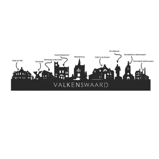 Skyline Valkenswaard Black houten cadeau decoratie relatiegeschenk van WoodWideCities