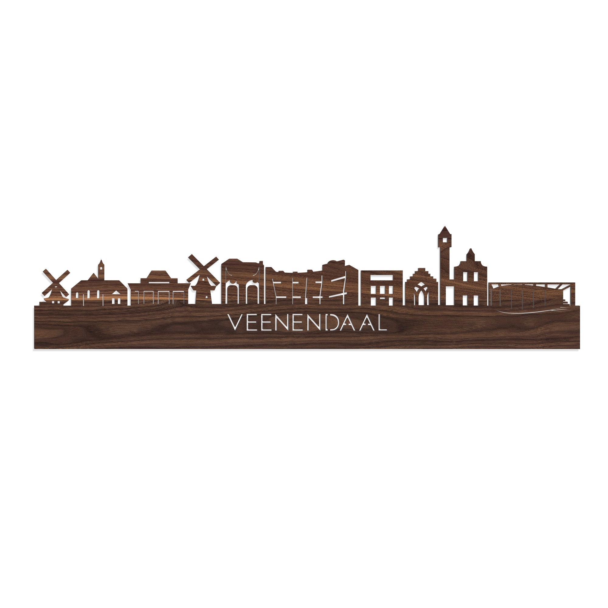 Skyline Veenendaal Noten houten cadeau decoratie relatiegeschenk van WoodWideCities