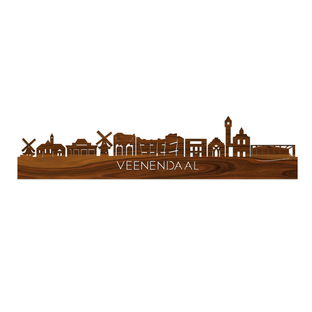 Skyline Veenendaal Palissander houten cadeau decoratie relatiegeschenk van WoodWideCities