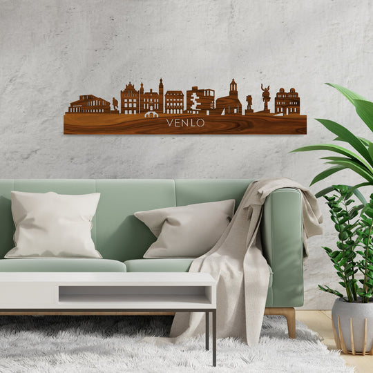 Skyline Venlo Palissander houten cadeau decoratie relatiegeschenk van WoodWideCities