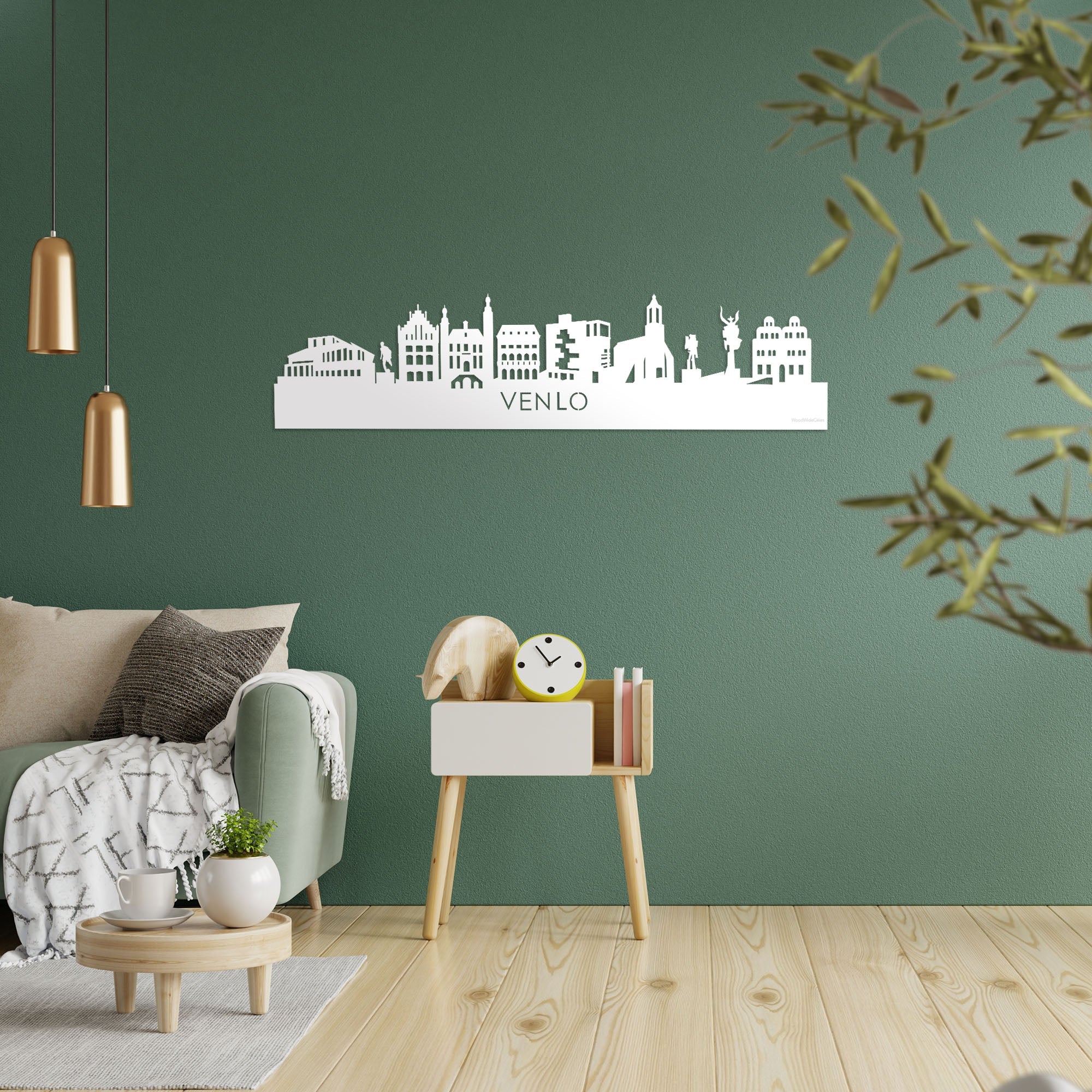 Skyline Venlo Wit glanzend gerecycled kunststof cadeau decoratie relatiegeschenk van WoodWideCities