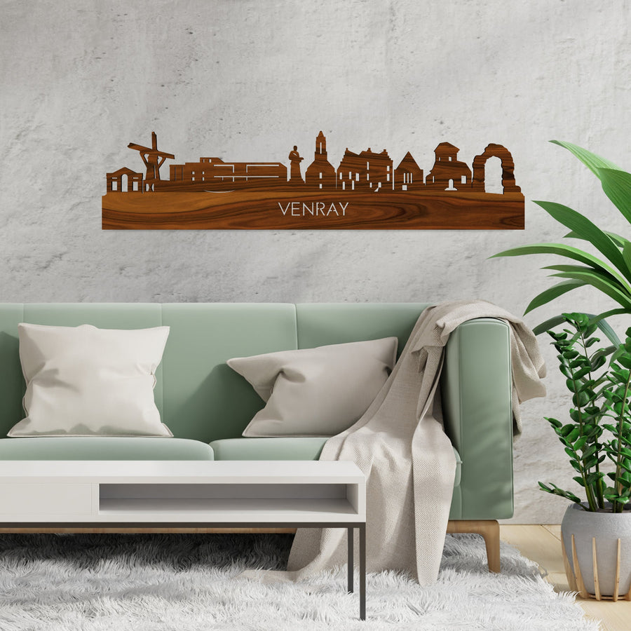 Skyline Venray Palissander houten cadeau decoratie relatiegeschenk van WoodWideCities