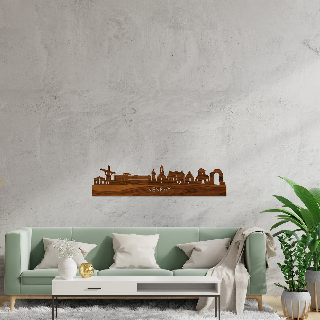 Skyline Venray Palissander houten cadeau decoratie relatiegeschenk van WoodWideCities