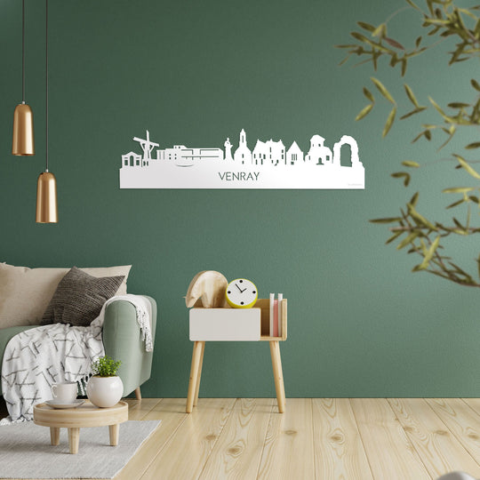 Skyline Venray Wit glanzend gerecycled kunststof cadeau decoratie relatiegeschenk van WoodWideCities