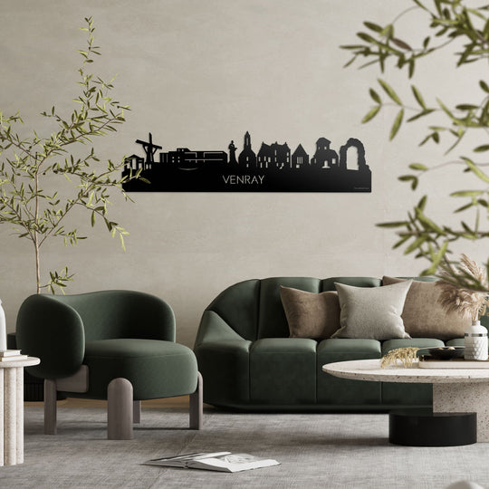 Skyline Venray Zwart glanzend gerecycled kunststof cadeau decoratie relatiegeschenk van WoodWideCities