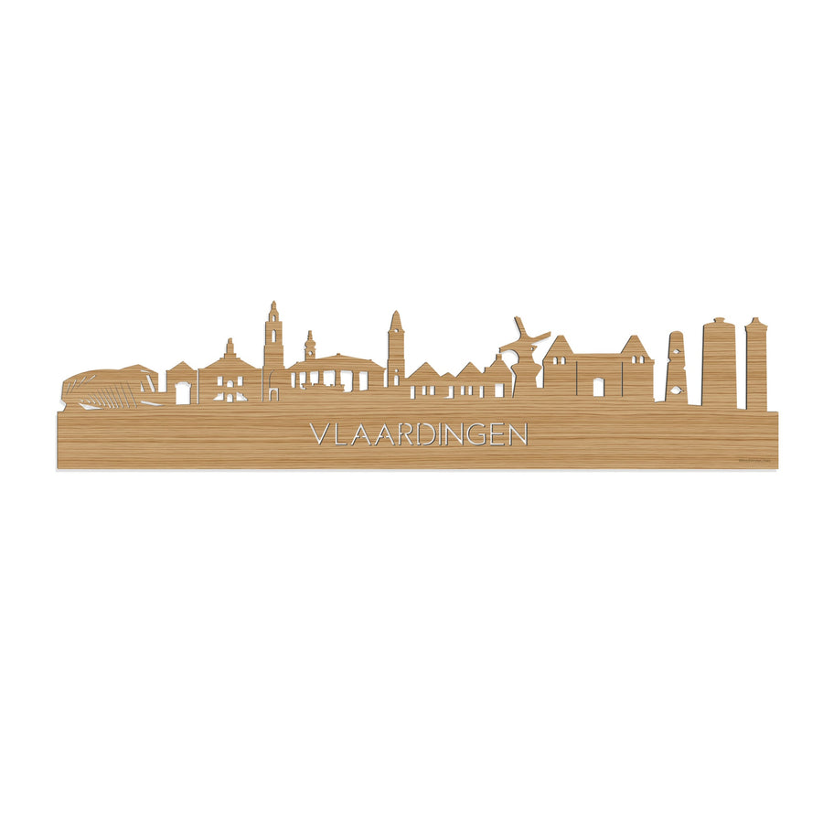 Skyline Vlaardingen Bamboe houten cadeau decoratie relatiegeschenk van WoodWideCities