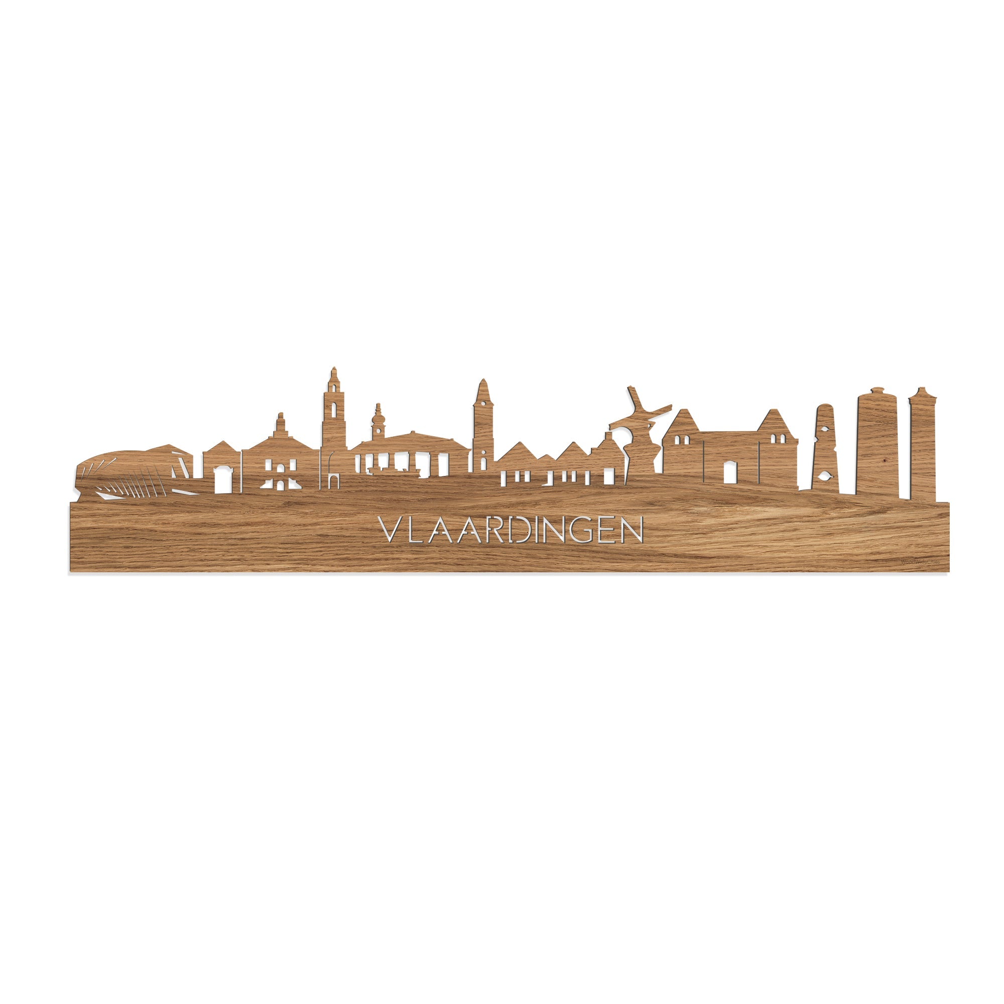 Skyline Vlaardingen Eiken houten cadeau decoratie relatiegeschenk van WoodWideCities