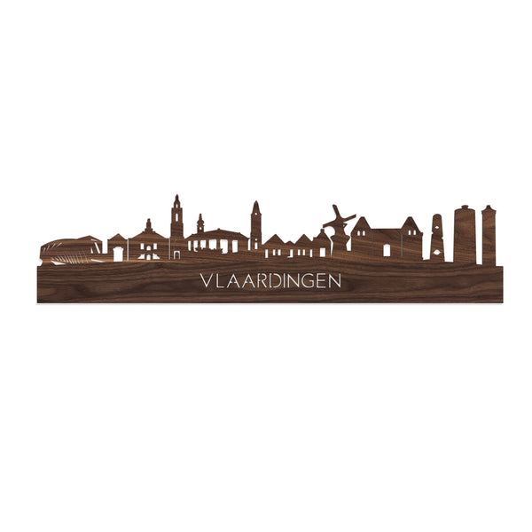 Skyline Vlaardingen Noten houten cadeau decoratie relatiegeschenk van WoodWideCities