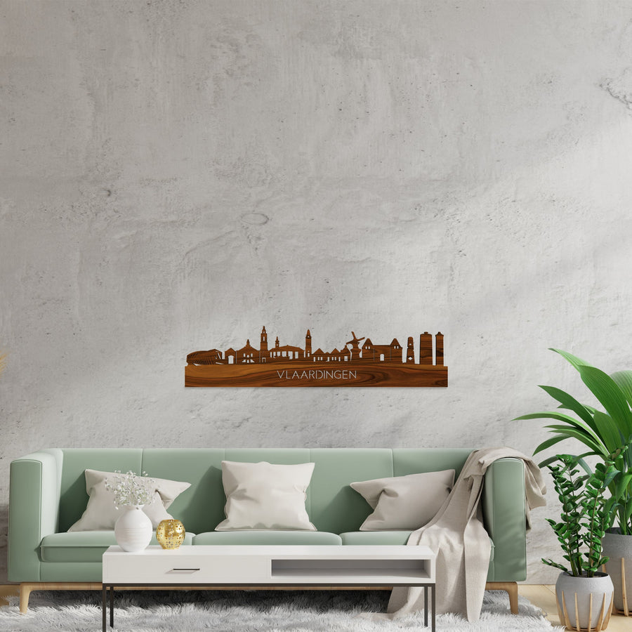 Skyline Vlaardingen Palissander houten cadeau decoratie relatiegeschenk van WoodWideCities