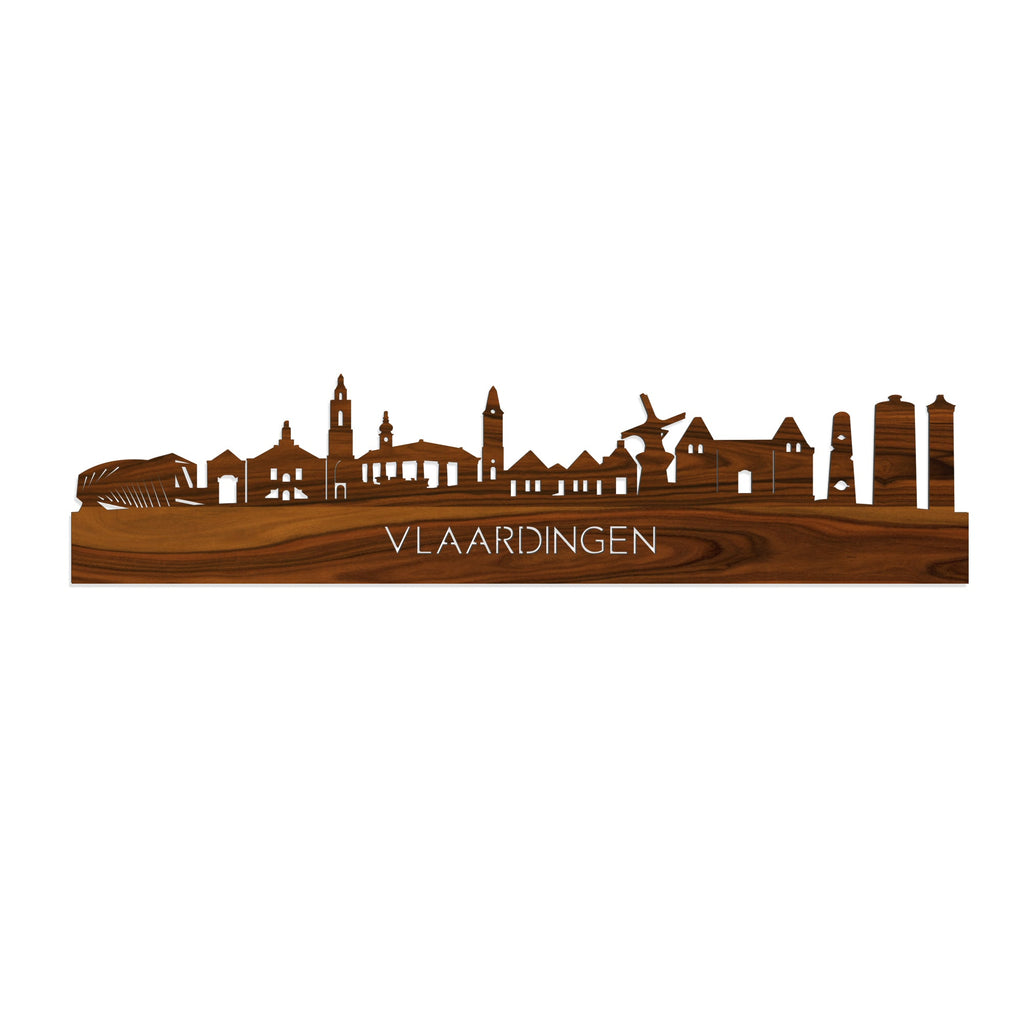 Skyline Vlaardingen Palissander houten cadeau decoratie relatiegeschenk van WoodWideCities