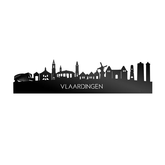 Skyline Vlaardingen Zwart glanzend gerecycled kunststof cadeau decoratie relatiegeschenk van WoodWideCities