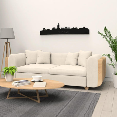 Skyline Vlieland Black houten cadeau decoratie relatiegeschenk van WoodWideCities