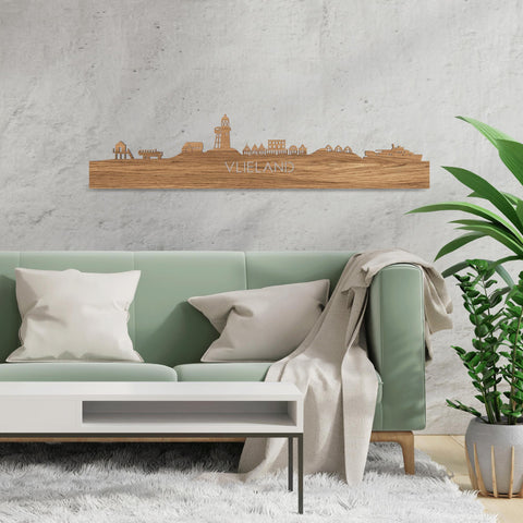 Skyline Vlieland Eiken houten cadeau decoratie relatiegeschenk van WoodWideCities