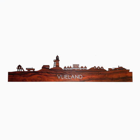 Skyline Vlieland Palissander houten cadeau decoratie relatiegeschenk van WoodWideCities