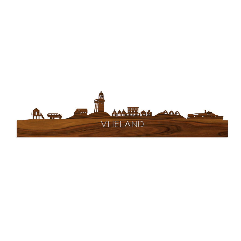 Skyline Vlieland Palissander houten cadeau decoratie relatiegeschenk van WoodWideCities