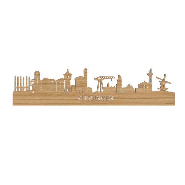 Skyline Vlissingen Bamboe houten cadeau decoratie relatiegeschenk van WoodWideCities