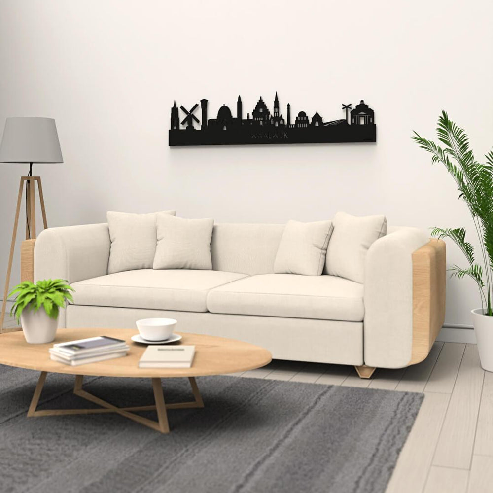 Skyline Waalwijk Black houten cadeau decoratie relatiegeschenk van WoodWideCities