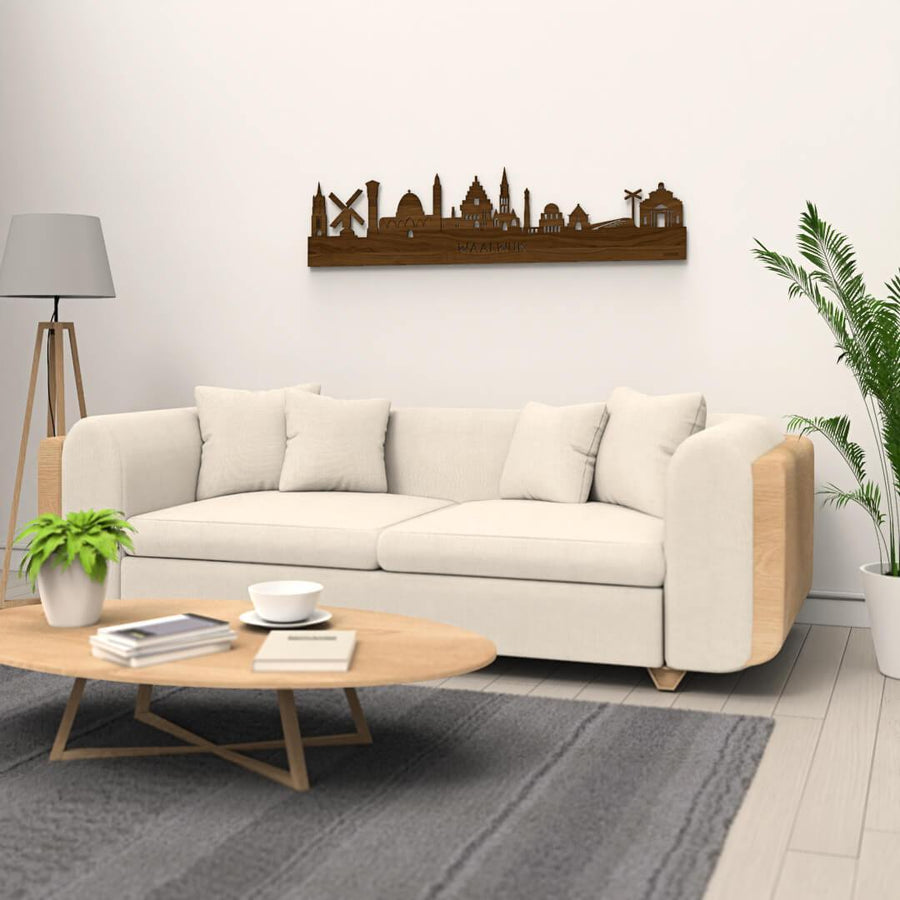 Skyline Waalwijk Noten houten cadeau decoratie relatiegeschenk van WoodWideCities
