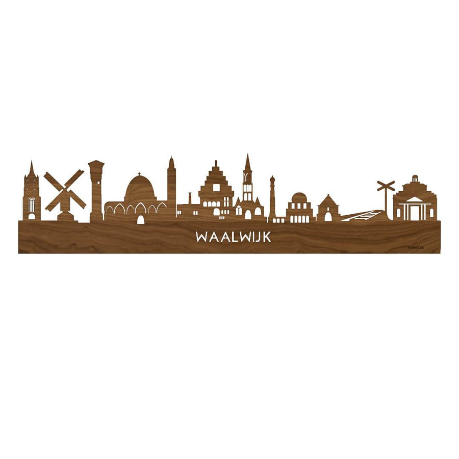 Skyline Waalwijk Noten houten cadeau decoratie relatiegeschenk van WoodWideCities