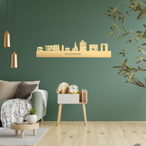 Skyline Wageningen Metallic Goud gerecycled kunststof cadeau decoratie relatiegeschenk van WoodWideCities