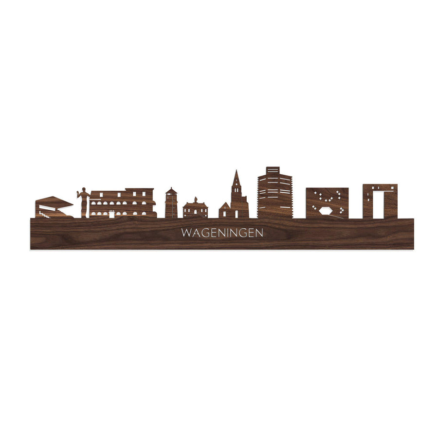 Skyline Wageningen Noten 80 cm Zonder verlichting  houten cadeau decoratie relatiegeschenk van WoodWideCities