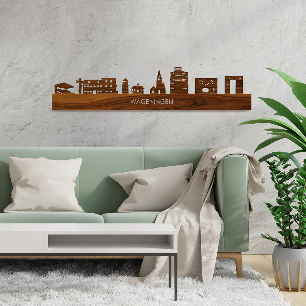 Skyline Wageningen Palissander houten cadeau decoratie relatiegeschenk van WoodWideCities