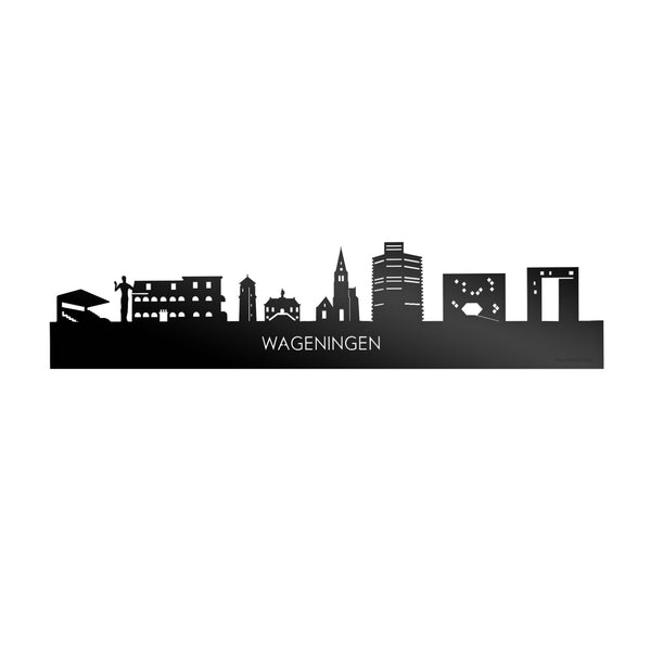 Skyline Wageningen Zwart glanzend gerecycled kunststof cadeau decoratie relatiegeschenk van WoodWideCities