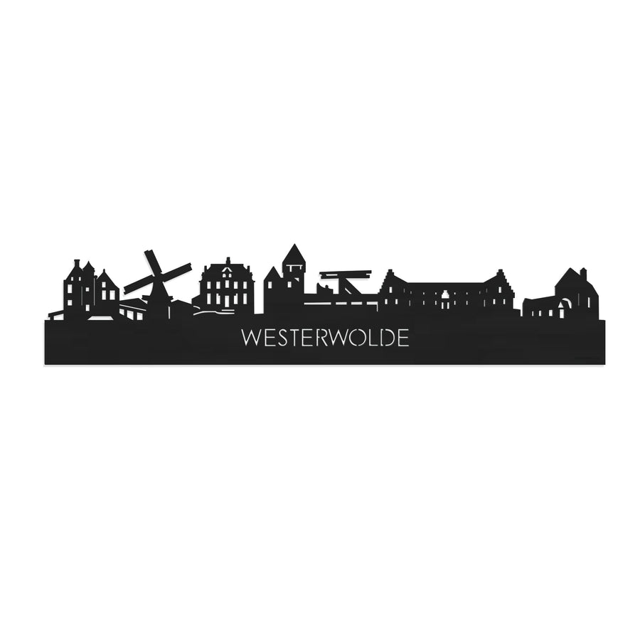 Skyline Westerwolde Zwart houten cadeau decoratie relatiegeschenk van WoodWideCities