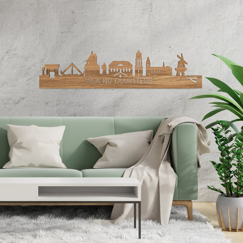 Skyline Wijk bij Duurstede Eiken houten cadeau decoratie relatiegeschenk van WoodWideCities