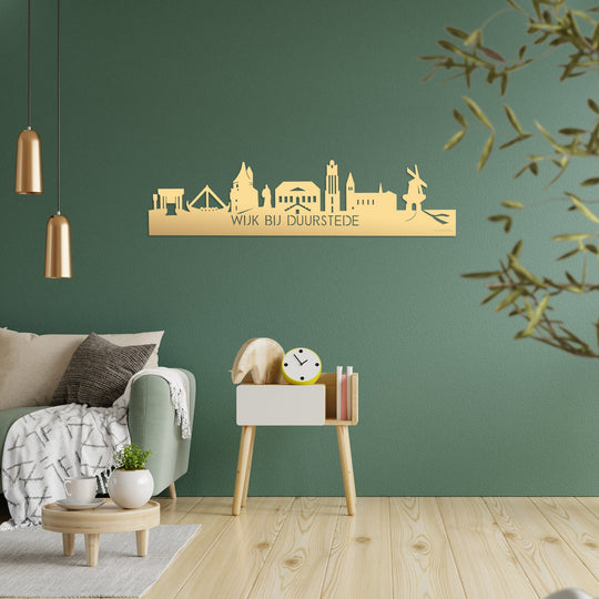 Skyline Wijk bij Duurstede Metallic Goud gerecycled kunststof cadeau decoratie relatiegeschenk van WoodWideCities