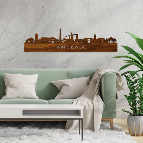 Skyline Winterswijk Palissander houten cadeau decoratie relatiegeschenk van WoodWideCities