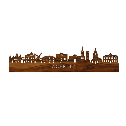 Skyline Woerden Palissander houten cadeau decoratie relatiegeschenk van WoodWideCities