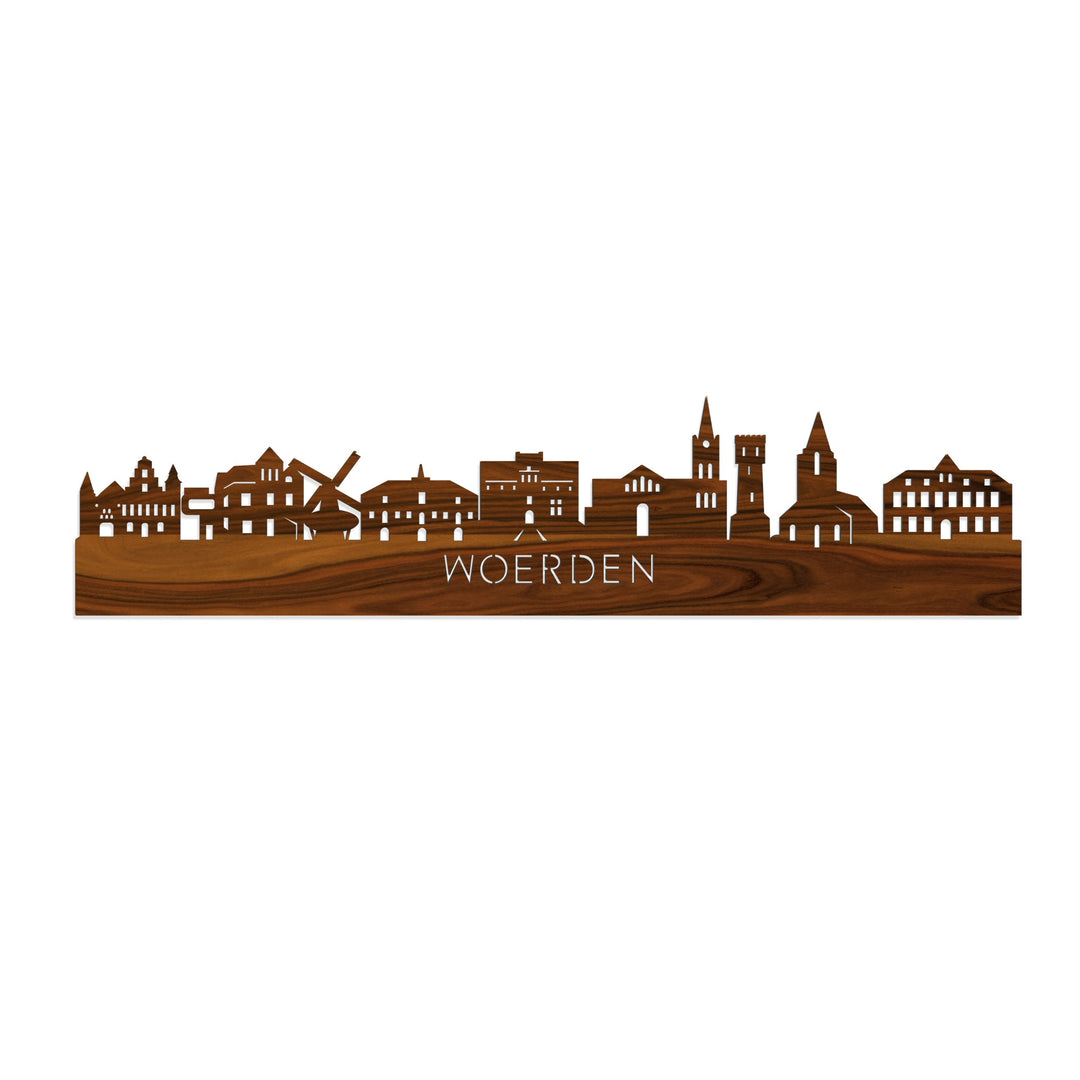 Skyline Woerden Palissander houten cadeau decoratie relatiegeschenk van WoodWideCities