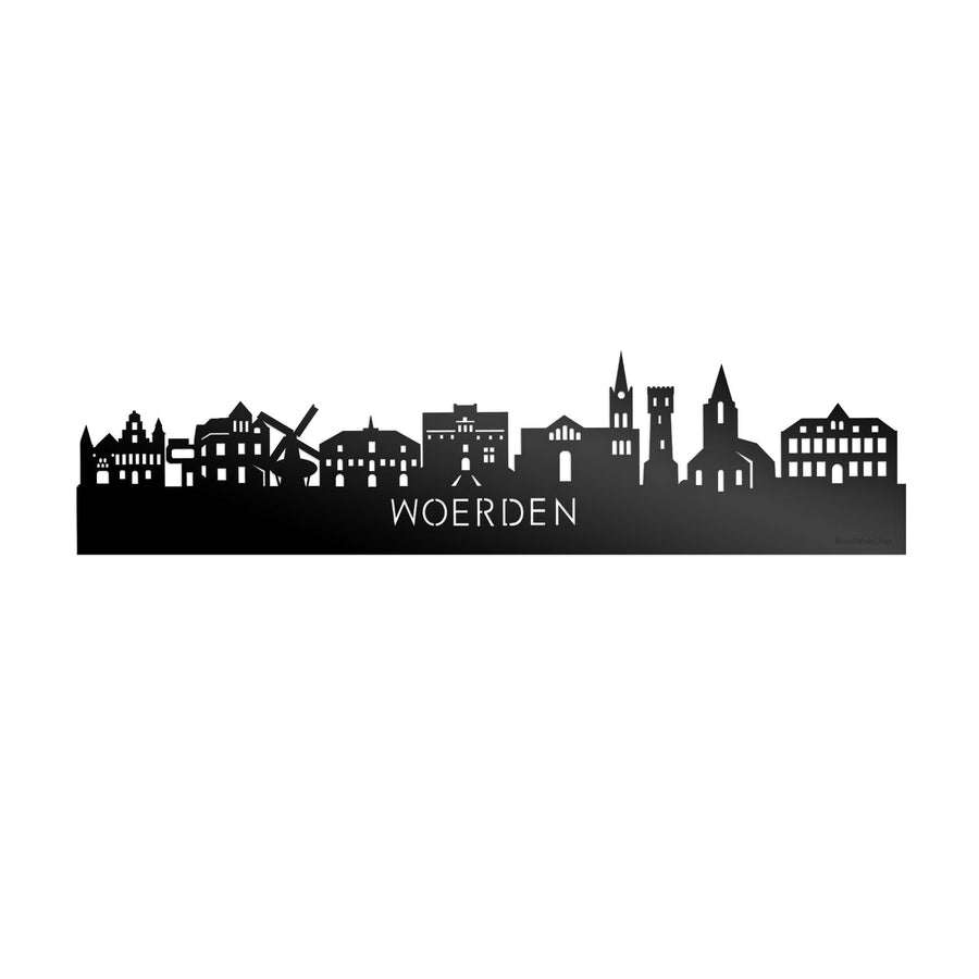 Skyline Woerden Zwart glanzend gerecycled kunststof cadeau decoratie relatiegeschenk van WoodWideCities