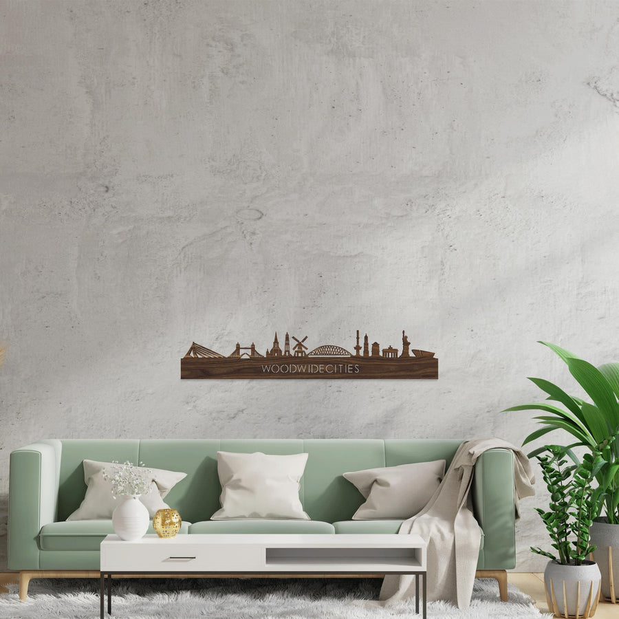 Skyline WoodWideCities Noten houten cadeau decoratie relatiegeschenk van WoodWideCities