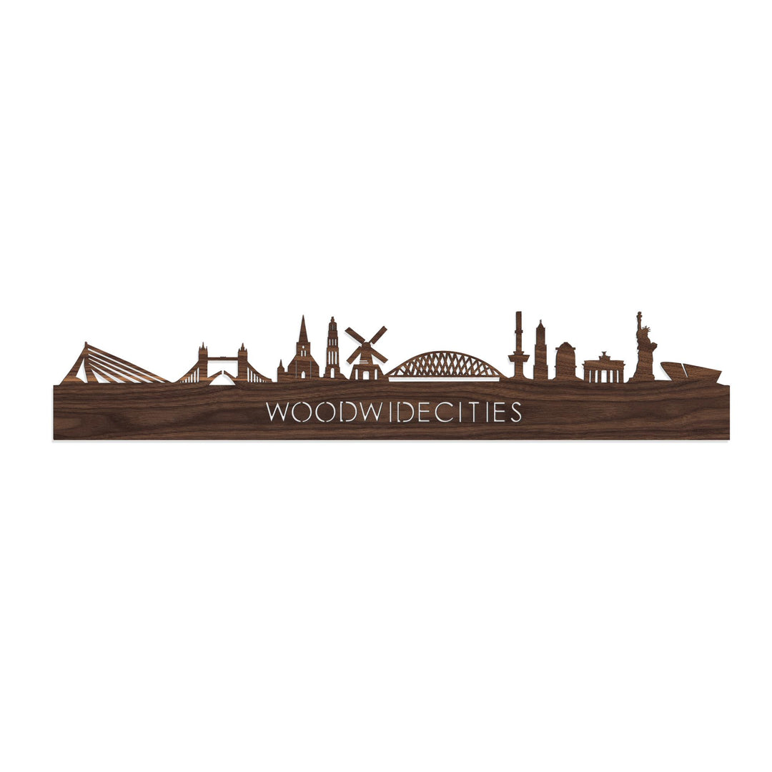 Skyline WoodWideCities Noten 80 cm Zonder verlichting  houten cadeau decoratie relatiegeschenk van WoodWideCities