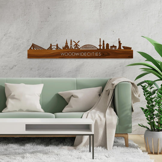 Skyline WoodWideCities Palissander houten cadeau decoratie relatiegeschenk van WoodWideCities