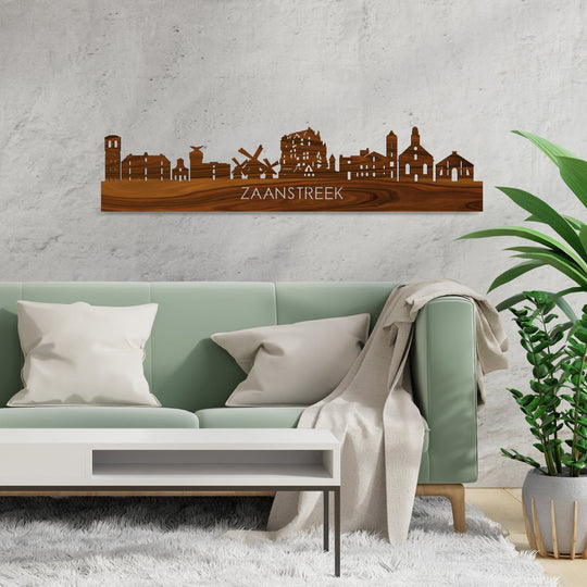 Skyline Zaanstreek Palissander houten cadeau decoratie relatiegeschenk van WoodWideCities