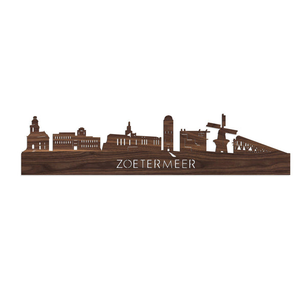 Skyline Zoetermeer Noten 80 cm Zonder verlichting  houten cadeau decoratie relatiegeschenk van WoodWideCities