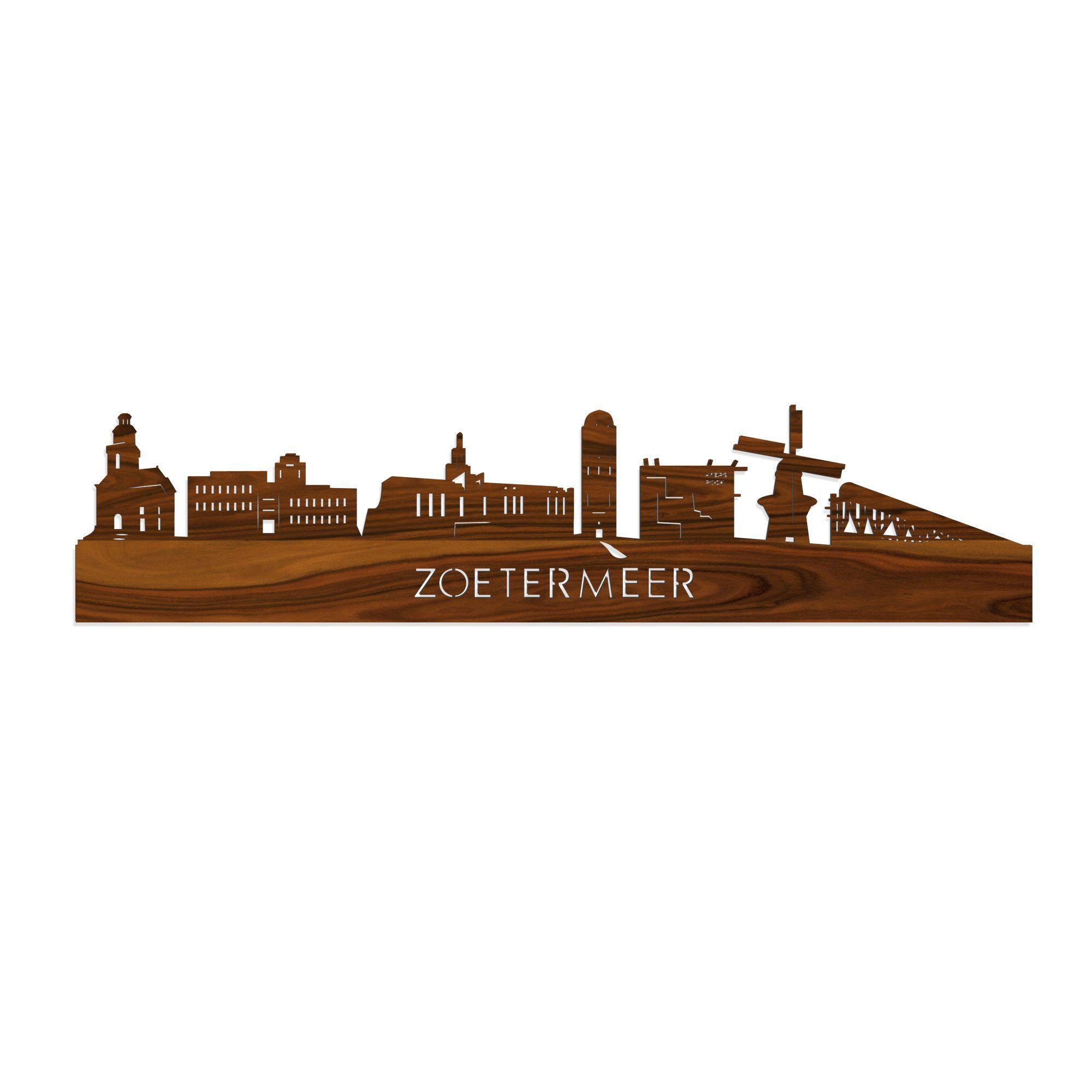Skyline Zoetermeer Palissander 80 cm Zonder verlichting  houten cadeau decoratie relatiegeschenk van WoodWideCities