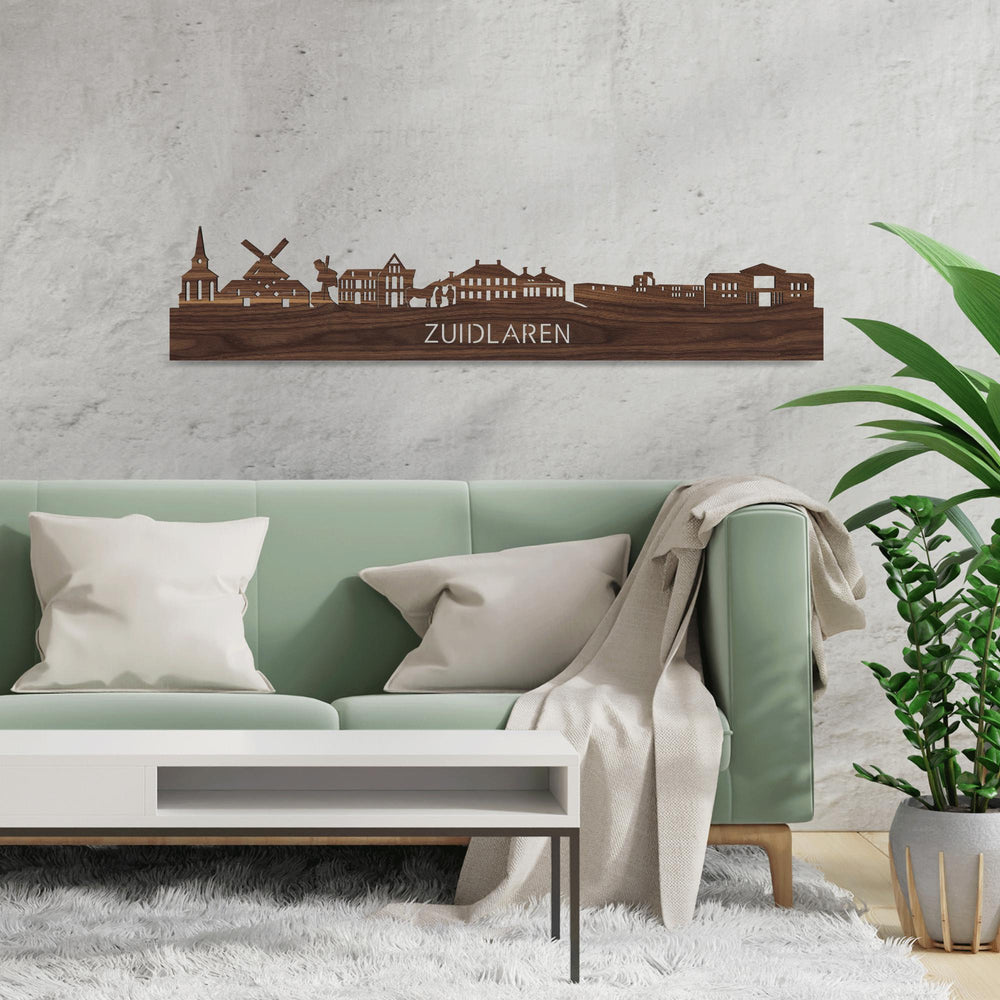 Skyline Zuidlaren Noten houten cadeau decoratie relatiegeschenk van WoodWideCities