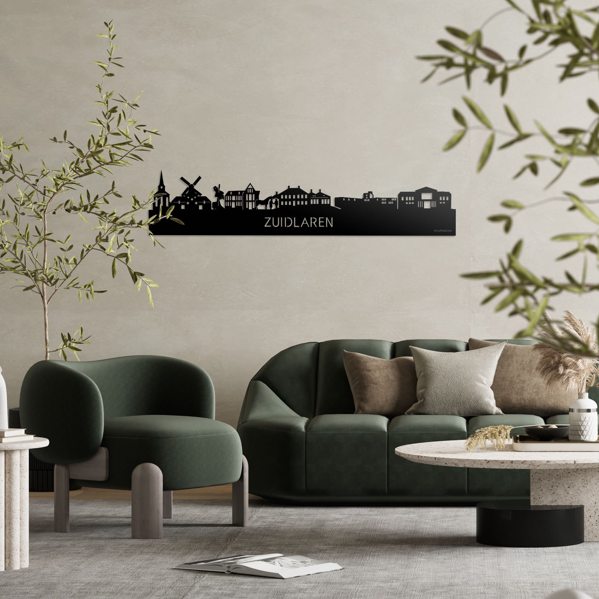 Skyline Zuidlaren Zwart glanzend gerecycled kunststof cadeau decoratie relatiegeschenk van WoodWideCities