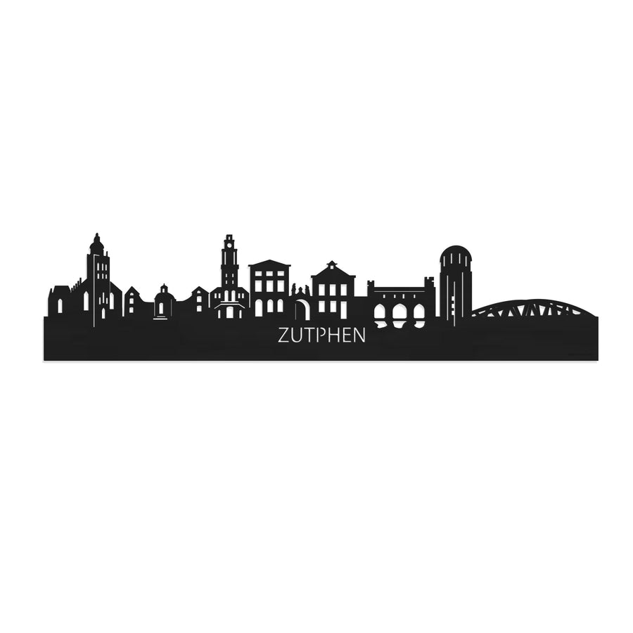 Skyline Zutphen Zwart houten cadeau decoratie relatiegeschenk van WoodWideCities