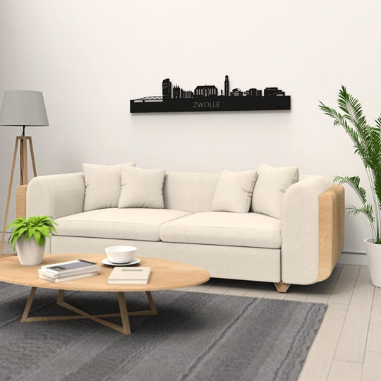 Skyline Zwolle Black houten cadeau decoratie relatiegeschenk van WoodWideCities